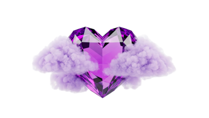 Purple Heart Gemstone Surrounded by Clouds