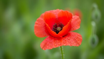 Vivid Single Summer Bloom Portrait with Water Droplets | Detailed Wildflower Beauty, Nature's Art, Vibrant Colors