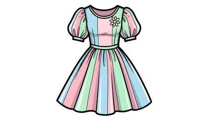 Fototapeta premium A cute cartoon dress fashion illustration with stylish details