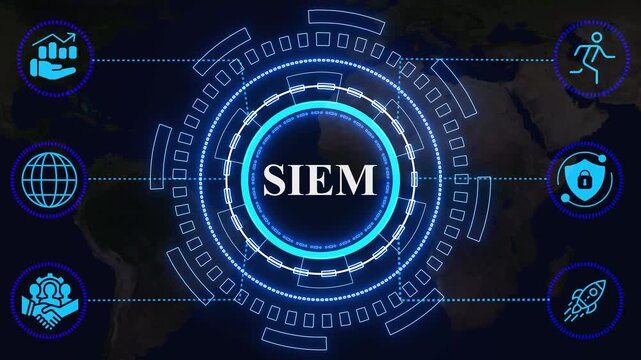 Blue futuristic circular HUD interface element with kebob background abstract artificial intelligence