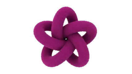 Pink Fuzzy Knot with Multiple Loops on Black Background