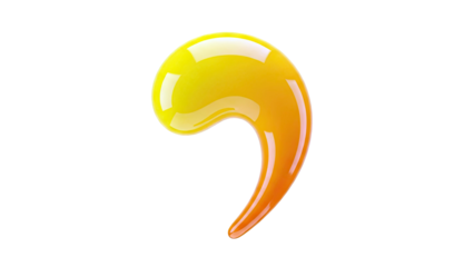 Glossy Yellow and Orange Comma Symbol