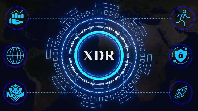 Futuristic Blue Digital HUD Element with Bodge Lights on Dark Background interface technology