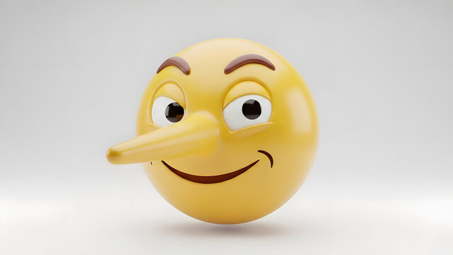 A humorous 3D style liar emoji with a long nose