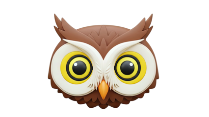Stylized Owl Face with Large Yellow Eyes