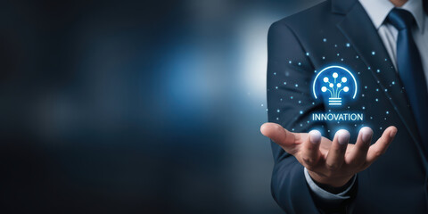 Creativity idea growth business brain with bulb light innovative innovation creative inspiration success concept for digital technology and futuristic leadership in modern office