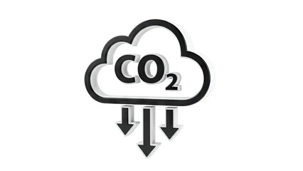 CO2 Cloud Icon with Downward Arrows