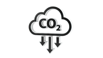 CO2 Cloud Icon with Downward Arrows