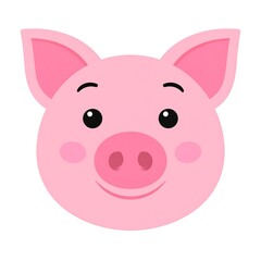 Fototapeta premium A cheerful pink cartoon pig's face with a smile