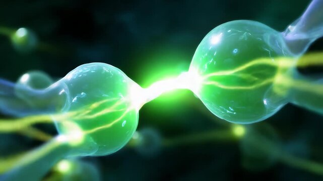 Dynamic Interaction of Neurons Captured in Stunning Detail: A Visual Exploration of Synaptic Connections and Electrical Activity Between Neural Cells, Reflecting the Complexity of Communication in the