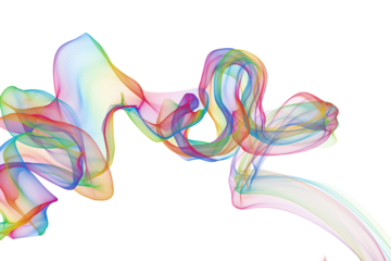 Soft Multicolor Smoke Ribbon Overlays – Fluid Wavy Veils of Rainbow Light Forming Dreamy Abstract Clouds for Artistic Backgrounds and Photo Effects

