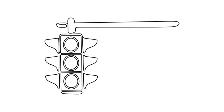 A minimalist black and white line drawing of a standard traffic light signal Vector, illustration