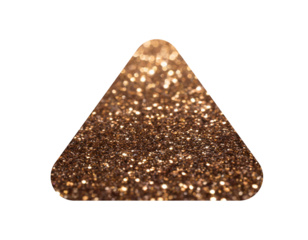 bronze glitter triangle isolated on white background