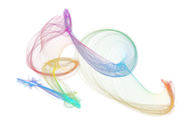 Prismatic Swirl Light Overlays – Graceful Rainbow Arcs of Hairline Trails Forming Elegant Loops and Discs for Dreamy Abstract Backgrounds and Creative Design

