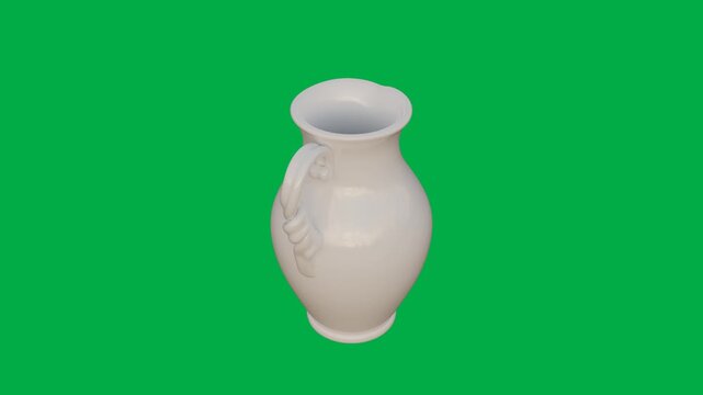 3d object rotate loop ceramic porcelain on green screen background