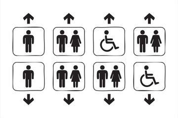 Accessibility Elevator Icons for Public Facilities and Navigation Systems © MD.sahadat