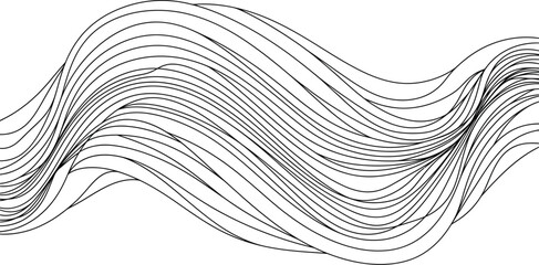 Abstract black and white flowing wavy line art background design element for modern visual concepts