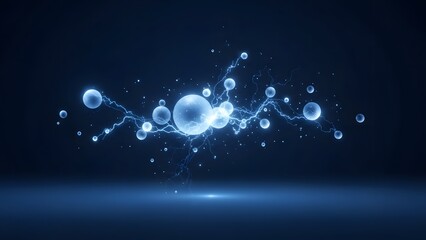 Glowing blue molecular structure with nodes and connections