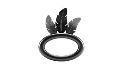 Black ring with three feathers