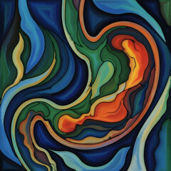 Vibrant Abstract Swirling Colors Artwork Design.