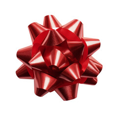 A Shiny Red Gift Bow with Multiple Loops and Petals isolated on a transparent background red bow gift wrap