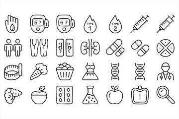 Diabetes and Blood Glucose Icons for Patient Care Systems
