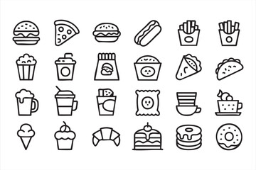 Food and Beverage Icons for Cafe and Takeaway Systems