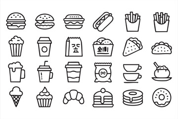 Snack and Dessert Symbols for Restaurant UI Design