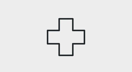 Fototapeta premium Geometric Outline Medical Cross Icon. Minimalist First Aid Symbol for Healthcare, Pharmacy, and Emergency Services Interface Design.