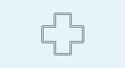Obraz premium Outline Style Health and Medical Cross Icon. Minimalist First Aid Symbol Graphic for Wellness and Healthcare Design.