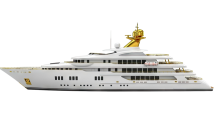 Luxury White Superyacht with Gold Accents