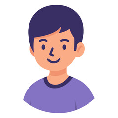 cute boy face avatar profile flat color vector illustration template design