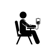 Person Receiving Blood Transfusion Icon Silhouette for Medical Treatment and Healthcare Support