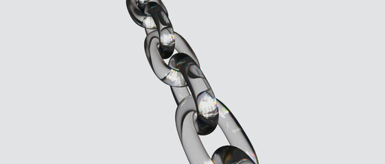Glass Chain Links Transparent 3D Render Light Background Design