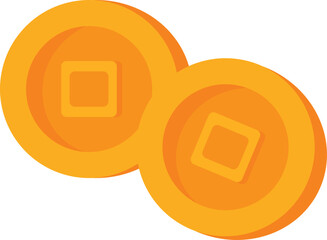 Gold coins symbolizing wealth in Chinese New Year illustration.