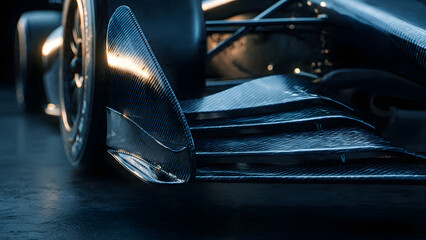 Obraz premium A close-up view of a sleek, modern carbon fiber car part