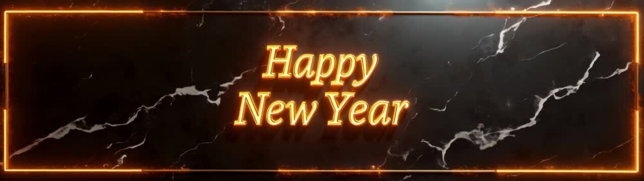 Happy new year neon sign with a black background