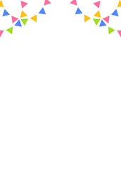 ガーランド、旗のデコレーションフレーム、背景素材、縦向き