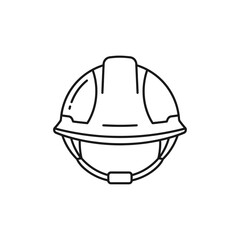 Fototapeta premium Construction Hard Hat Line Icon. Safety Helmet Outline Vector Illustration of Worker PPE Gear for Engineering and Building Industry.