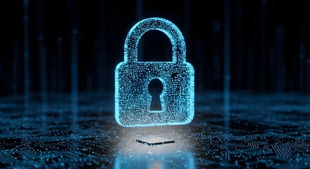 Security Lock Protection Illustration Data Technology On Circuit Board with Digital Effect