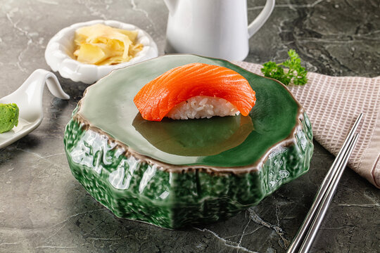 Japanese cuisine - sushi with salmon - Powered by Adobe