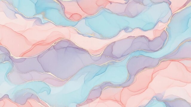A vibrant abstract artwork featuring pastel colors and smooth shapes