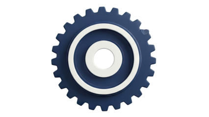 Blue and white concentric gear graphic