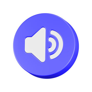 speaker icon 3d render blue circle button