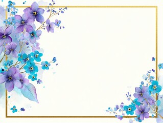 Watercolor floral stationery border
