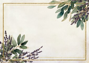 Watercolor rustic herb frame