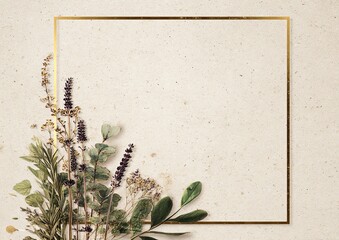 Watercolor rustic herb frame