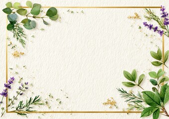 Watercolor rustic herb frame