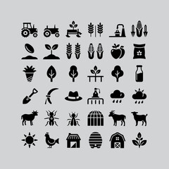 Obraz premium Professional black and white spices vector icon set 7.eps