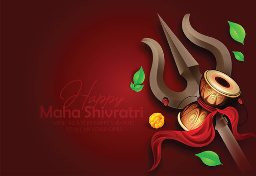 Maha Shivratri With Trisul, A Hindu Festival Celebrated Of Lord Shiva Night